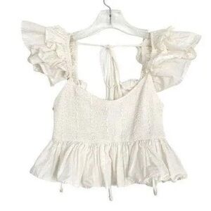 Zara Cream Ruffle Sleeve Blouse